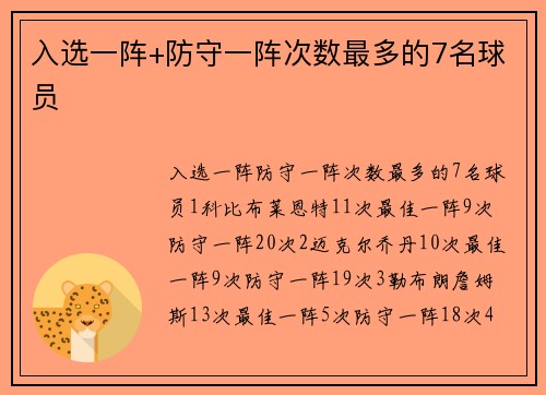 入选一阵+防守一阵次数最多的7名球员
