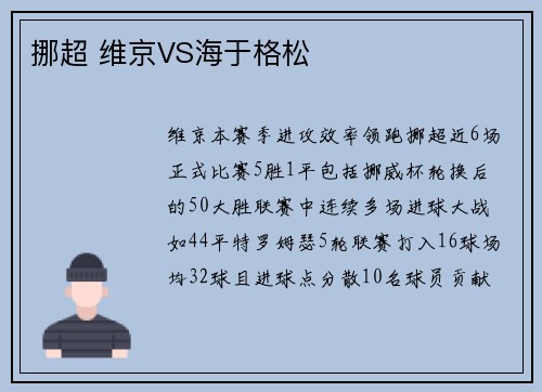 挪超 维京VS海于格松